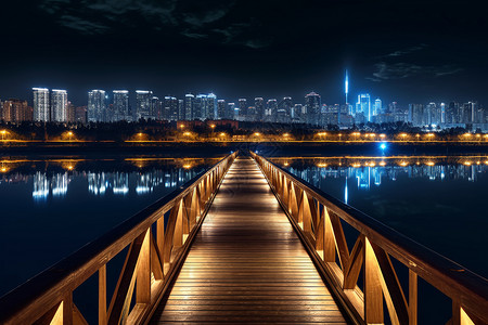 夜幕下美丽的城市夜景背景图片