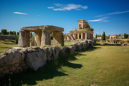 古老的意大利古建筑遗址背景图片