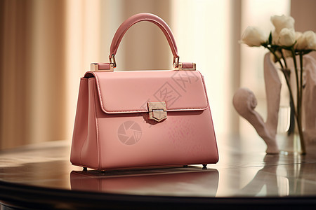 浪漫奢华粉色的皮制手提包背景图片