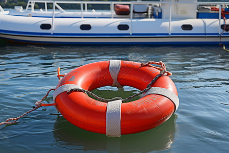 海上救生圈救援绳带高清图片