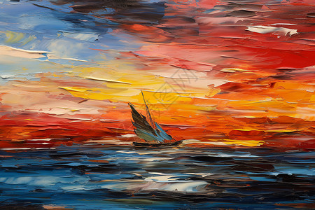 夕阳下的帆船背景图片