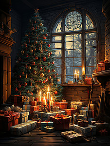 房间里的圣诞背景图片
