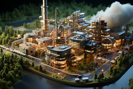 新能源环保工厂模型背景图片