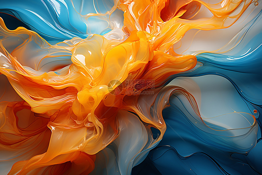 抽象流动的彩色液体图片