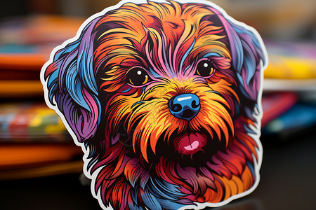 立体贴纸立体印刷下的一只狗插画