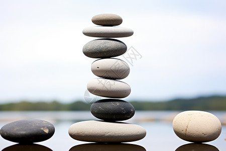 平衡中的石头塔背景图片