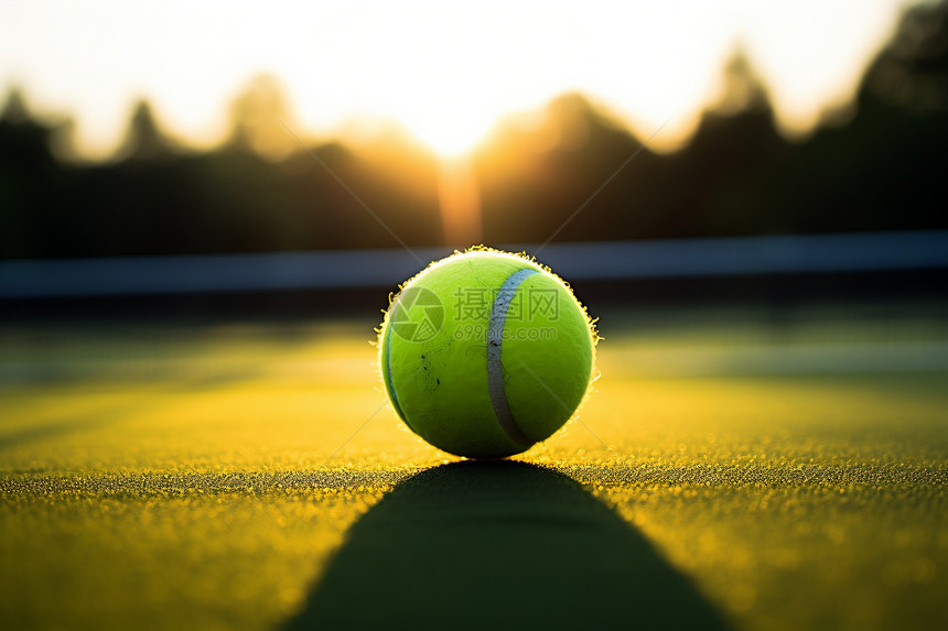夕阳下的网球场图片