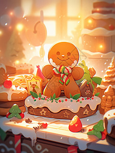可爱趣味的姜饼人背景图片