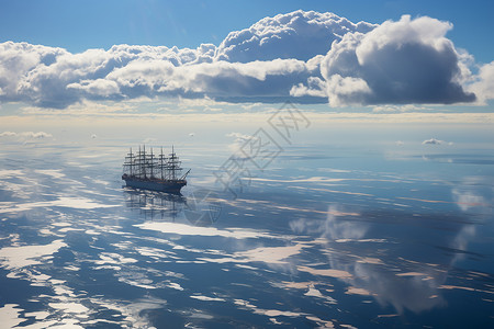 海上漂浮的船只背景图片