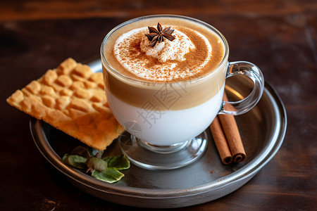 香醇浓郁的咖啡和甜品背景图片