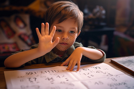 认真完成作业的小学生高清图片