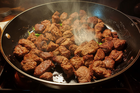 香煎牛肉高温烹饪高清图片