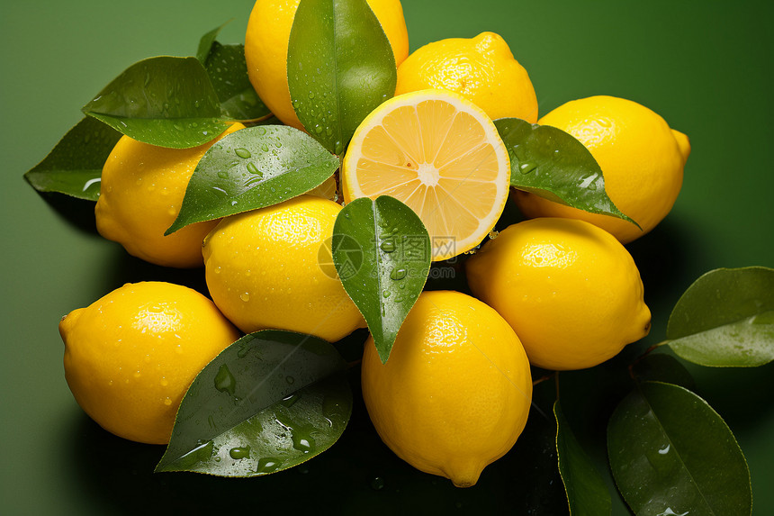 桌面上新鲜的柠檬图片