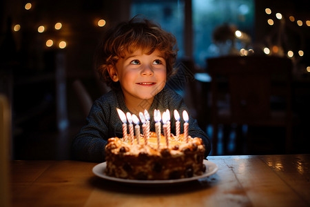 庆祝生日的外国小男孩背景图片