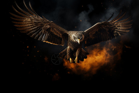 黑暗中飞翔的老鹰背景图片