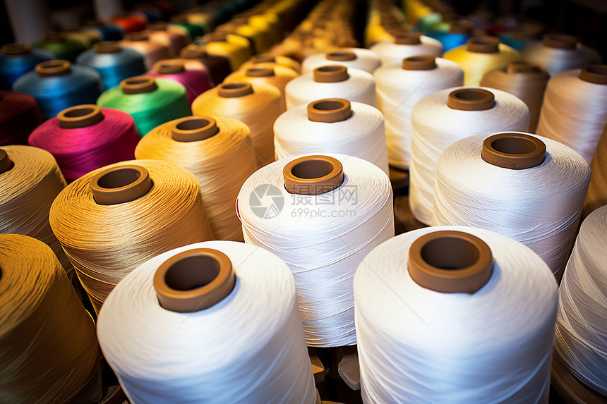 纺织厂里的纱线图片