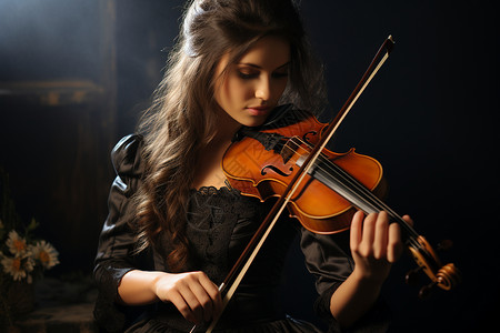 小提琴女郎背景图片