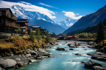 山村江河背景图片