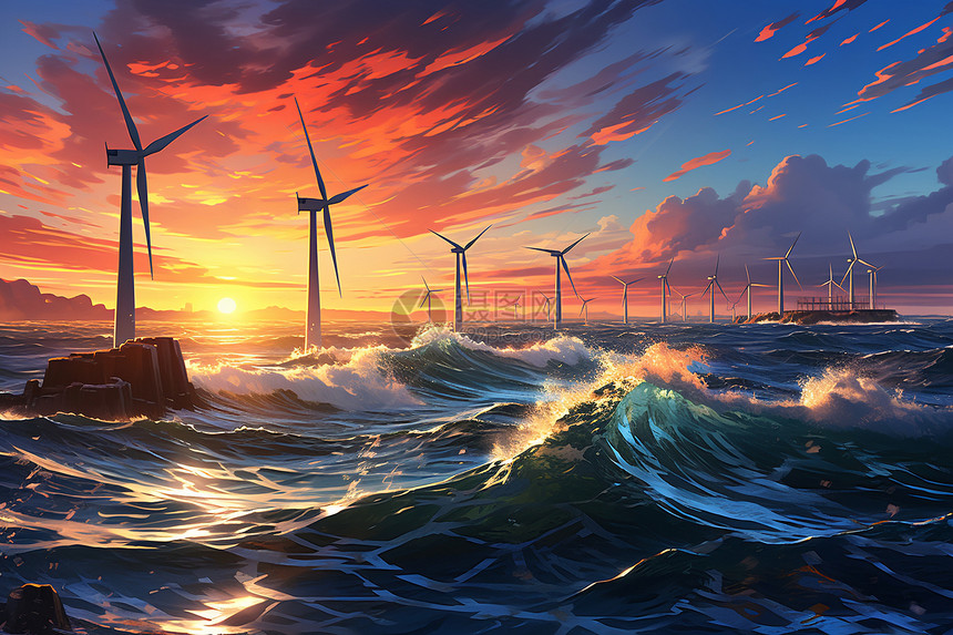 海上风力发电场图片