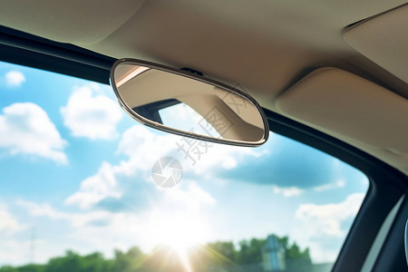 汽车镜子阳光透过车窗背景