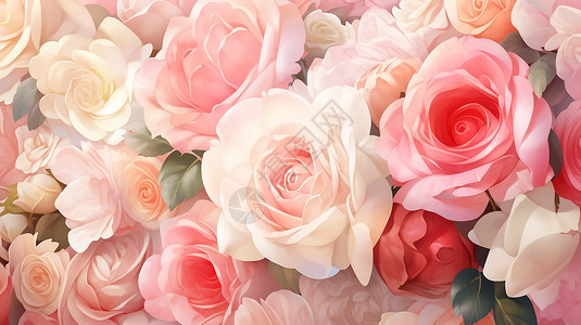 玫瑰花粉红背景花朵绽放的插画插画