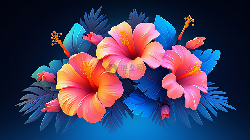 炫目的热带花卉图片