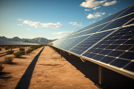 沙漠中的太阳能发电厂背景图片