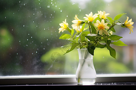 雨中的花束背景图片