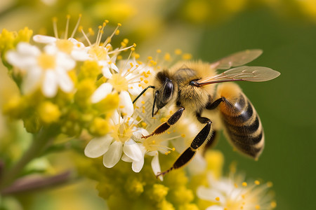 花朵上的小蜜蜂背景图片