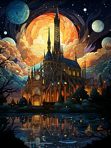 梦幻童话城堡背景图片