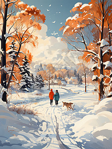 雪中漫步者冬季漫步者高清图片