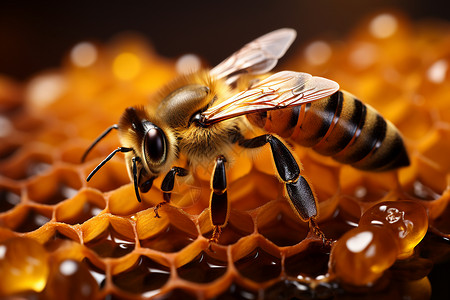 蜜蜂在蜂房忙碌背景图片