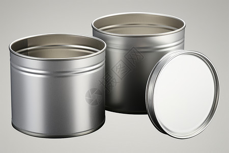 银白色金属罐背景图片