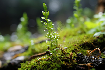 森林中的小植物背景图片
