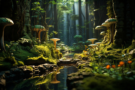 森林自然生长的植物背景图片