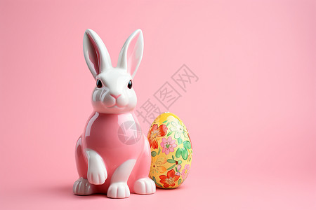 可爱的兔子与装饰彩蛋背景图片