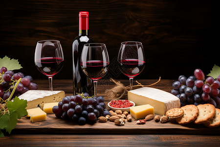 酒与美食美食与葡萄酒的享受背景