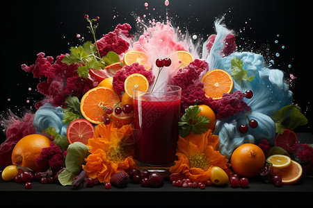 彩色饮品彩色缤纷的鲜榨果汁设计图片