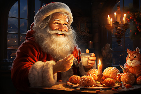 圣诞晚宴的快乐画面背景图片
