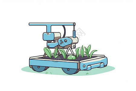 机器耕地现代农业技术的耕作机械插画