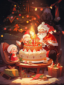 庆祝圣诞节的圣诞老人插图背景图片