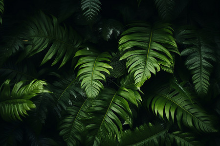 夏季树叶热带雨林的绿植树叶背景