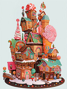 梦幻的童话城堡插图背景图片