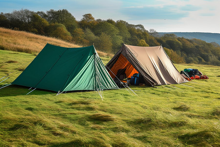 户外露营的帐篷背景图片
