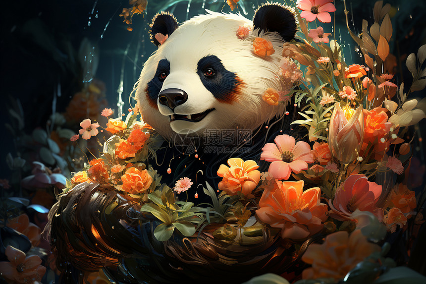 绿意盎然的熊猫仙境图片