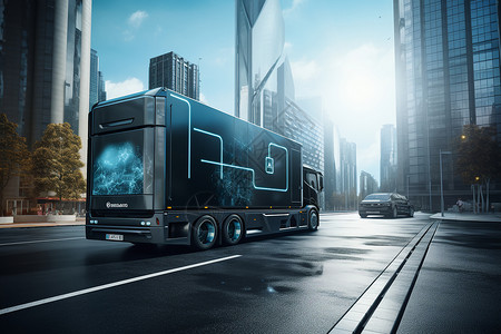 氢燃料驱动的送货卡车背景图片