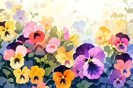 花园里色彩缤纷的花朵背景图片