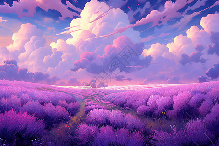 紫色花海背景图片