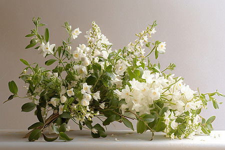 清新馨香一束美丽的茉莉花束背景图片