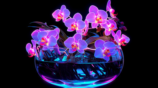 玻璃花瓶中的兰花背景图片